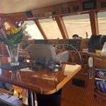 Inside image of a luxury ship with a vase